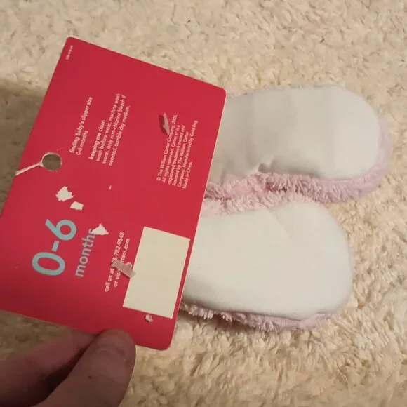 NWT ~ Carter's Child of Mine Baby Girl Fuzzy Bunny Slippers (Size: 0-6 months) - Picture 3 of 6